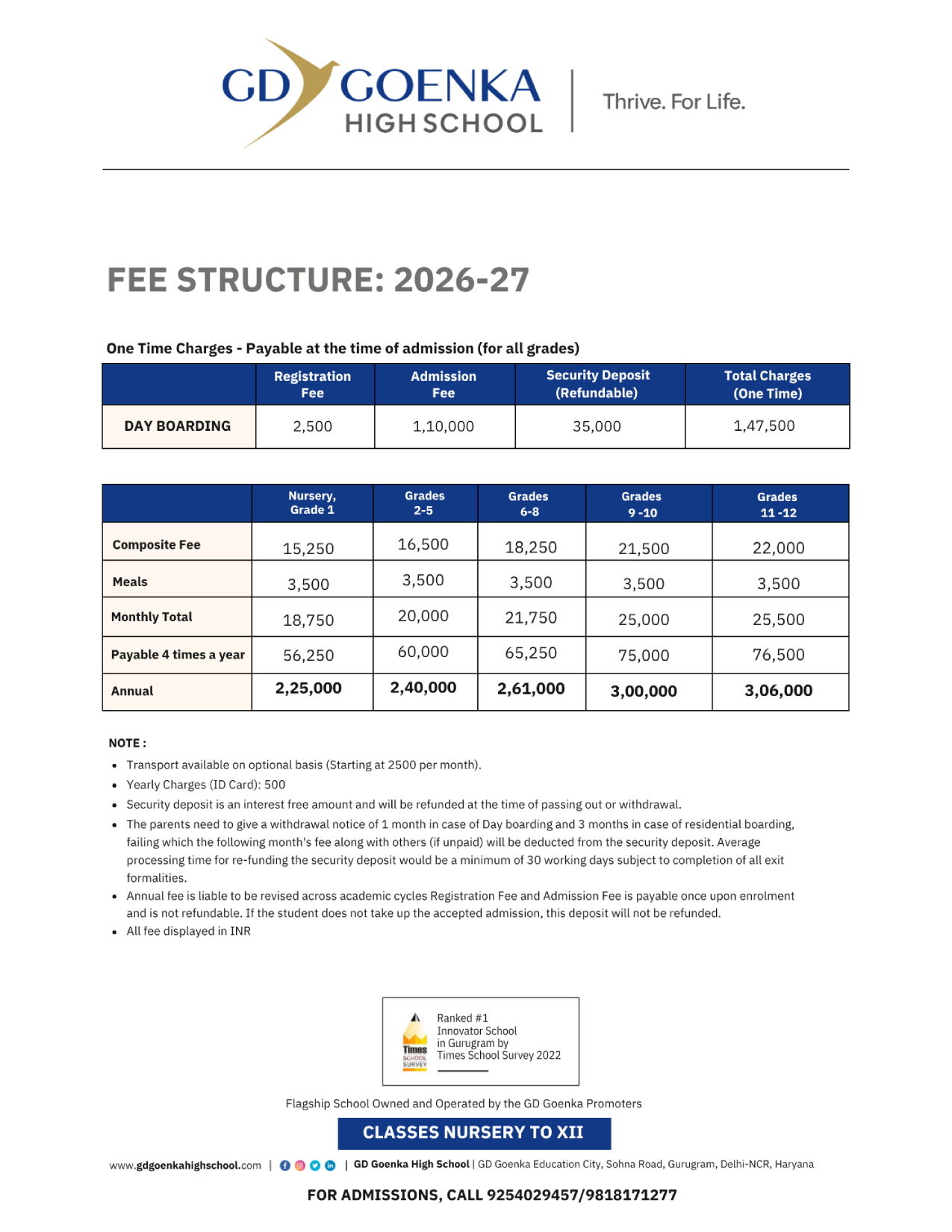 Fee Structure