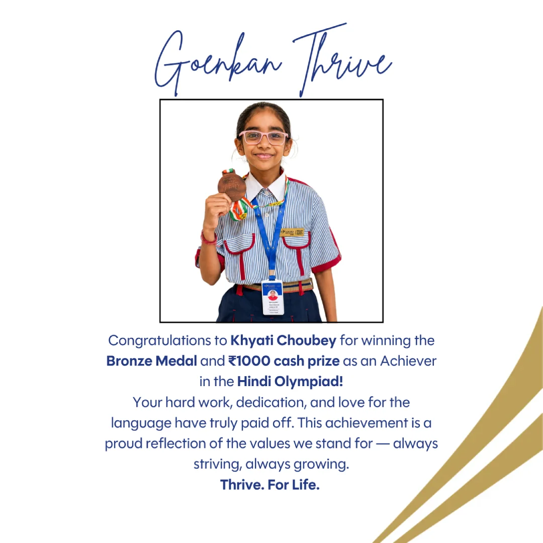 Khyati Choubey Wins Bronze Medal in Hindi Olympiad