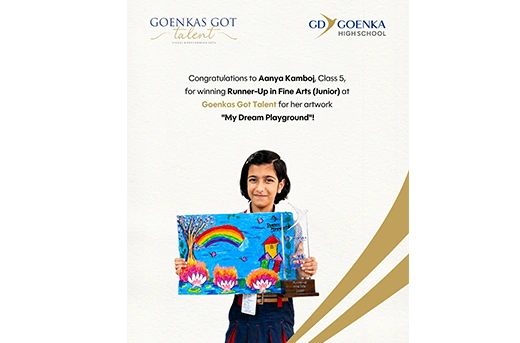 Aanya Kamboj Wins Runner-Up Trophy in Fine Arts at Goenkas Got TALENT